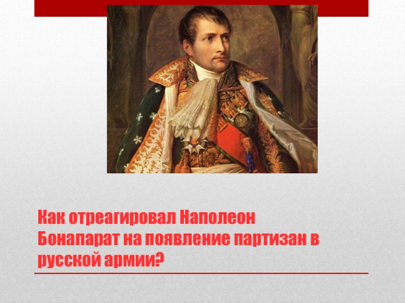 Как отреагировал Наполеон Бонапарат на появление партизан в русской армии?