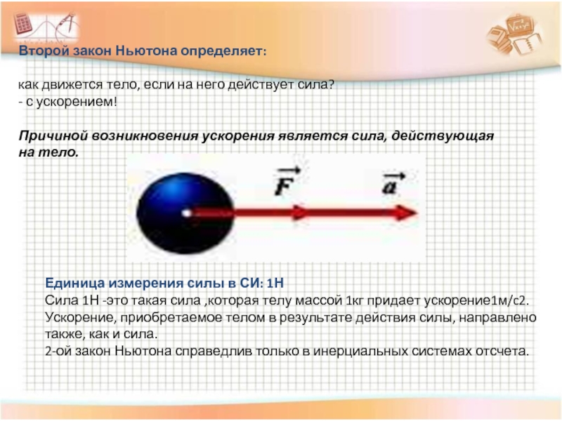 На движущееся тело действует. Причиной возникновения ускорения является. Причина возникновения у тела ускорения. Сила причина ускорения тела. Сила причина возникновения ускорения.