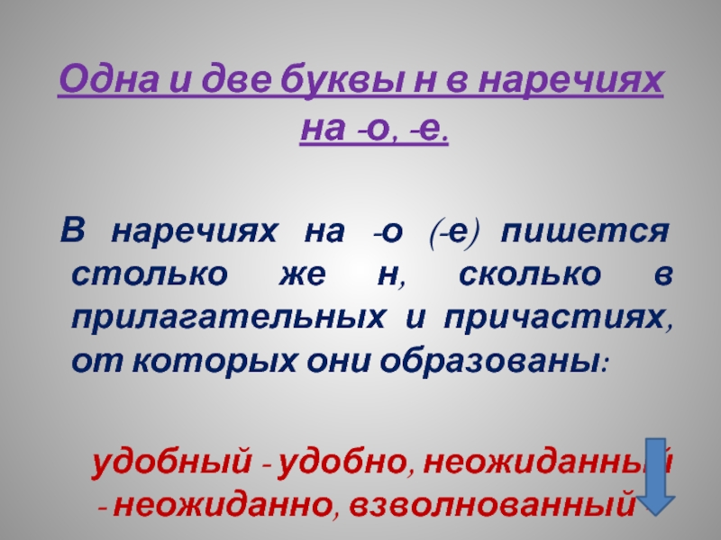 Буква н пишется в наречии