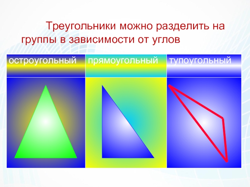 Треугольники можно. Картинка меняется в зависимости от угла.