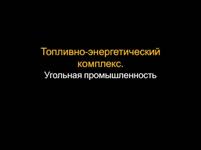 Топливно-энергетический комплекс. Угольная промышленность