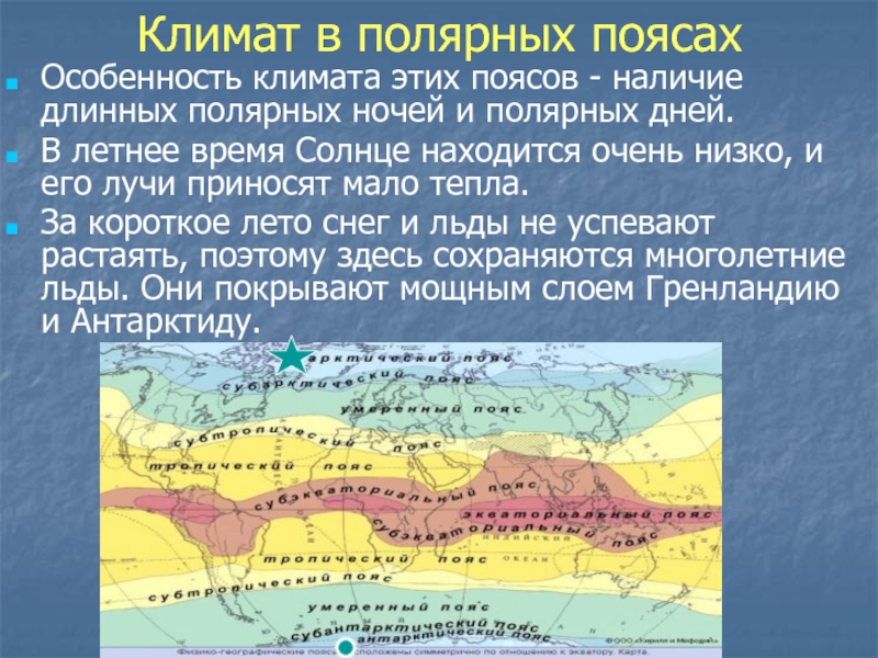 Определите к какому климатическому поясу типу климата. Арктический климатический пояс.