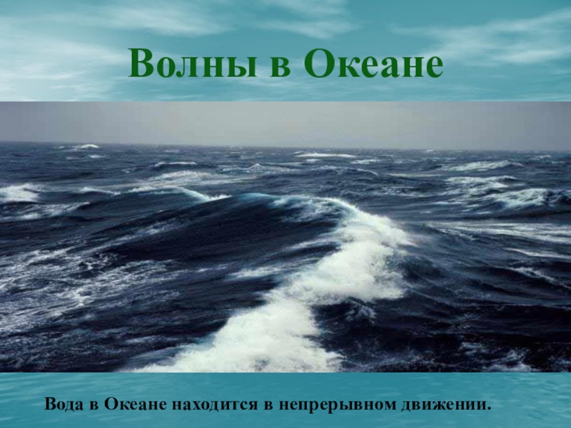 Движение воды в океане. Земная волна. Ветровая волна это движение воды. ЦУНАМИ это волна всей толщи воды.