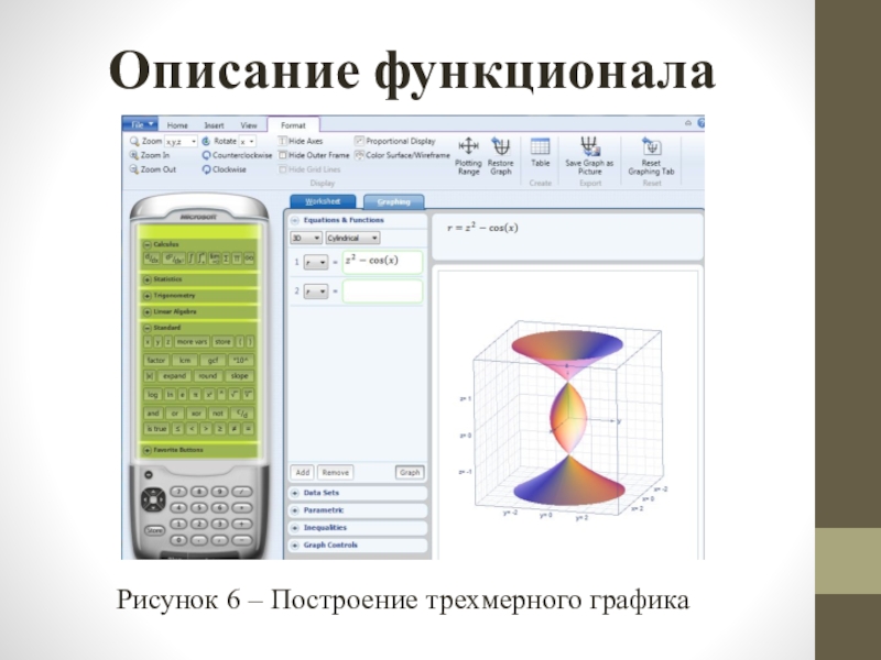 Описание функционалаРисунок 6 – Построение трехмерного графика