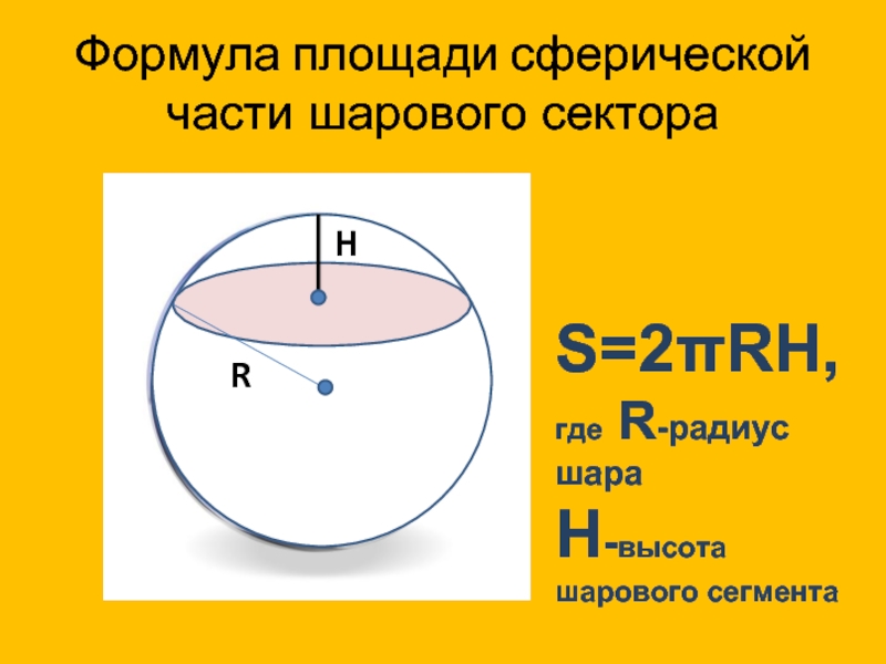 Сегмент сферы. Площадь поверхности сферического сегмента. Площадь сферической поверхности шарового сегмента. Площадь сегмента сферы формула. Площадь сферического сегмента формула.