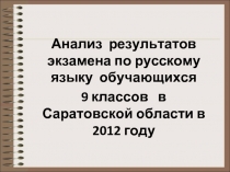 Анализ результатов экзамена по русскому языку обучающихся 9 классов в Саратовской области в 2012 году
