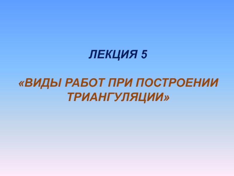 Виды работ при построении триангуляции 