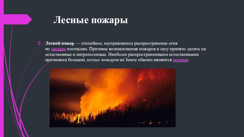 Природный пожар определение. Возникновение природных пожаров. Лесные пожары презентация. Причины лесных пожаров. Пожар для презентации.
