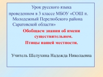 Обобщаем знания об имени существительном. Птицы нашей местности.