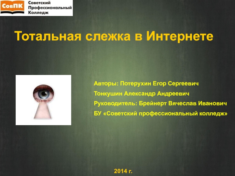 Тотальная слежка в Интернете
Авторы: Потерухин Егор Сергеевич
Тонкушин