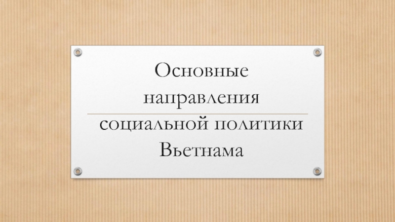 Презентация Основные направления социальной политики Вьетнама 