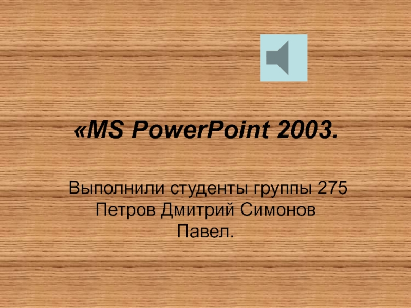Презентация MS PowerPoint 2003