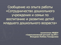 Сотрудничество дошкольного учреждения и семьи по воспитанию и развитию детей младшего дошкольного возраста