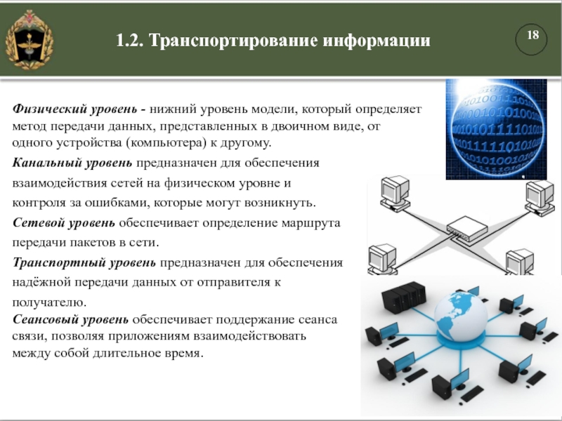 Физический уровень - нижний уровень модели, который определяет метод передачи данных, представленных в двоичном виде, от одного