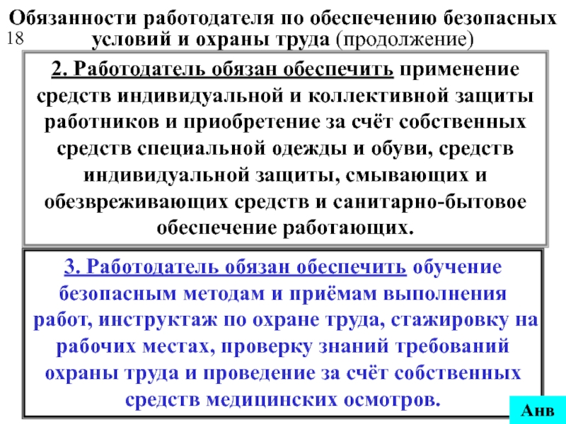 Обязанности работодателя по обеспечению безопасных