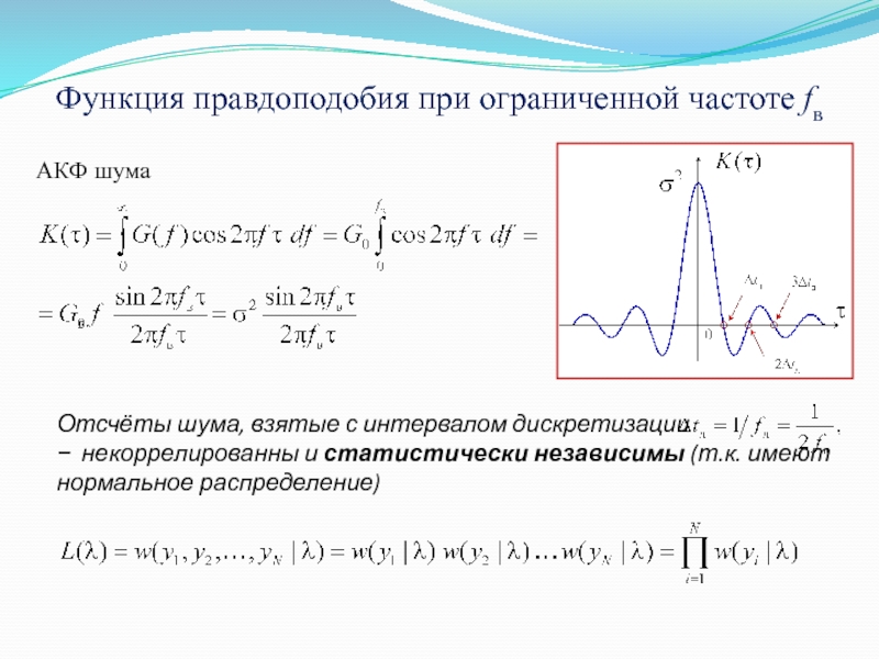 Функция частота. Функция правдоподобия. Автоковариационная функция. АКФ сигнала. Функция правдоподобия для нормального распределения.