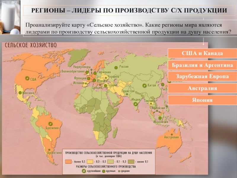 На основе текста учебника данных таблицы 7 рисунков 32 33 карты мирового сельского хозяйства