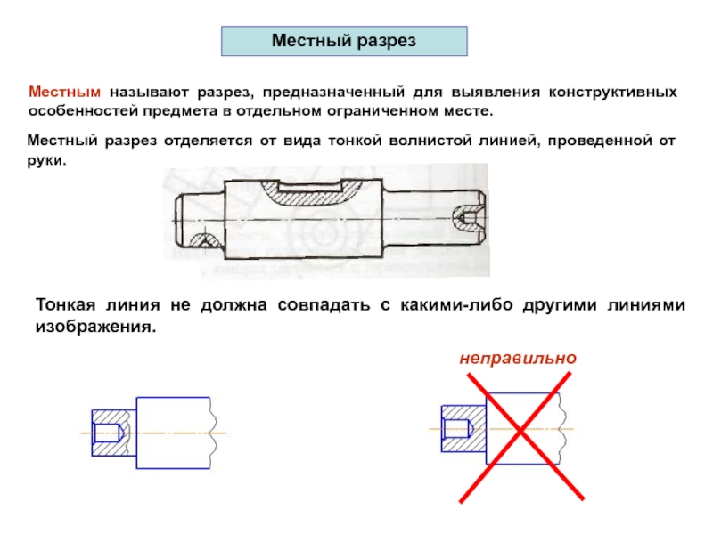 Местный разрез в тефлексе на чертеже