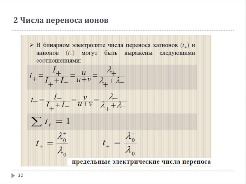 Формула переноса. Число переноса ионов. Схема определения чисел переноса. Методы определения чисел переноса. Предельные числа переноса.