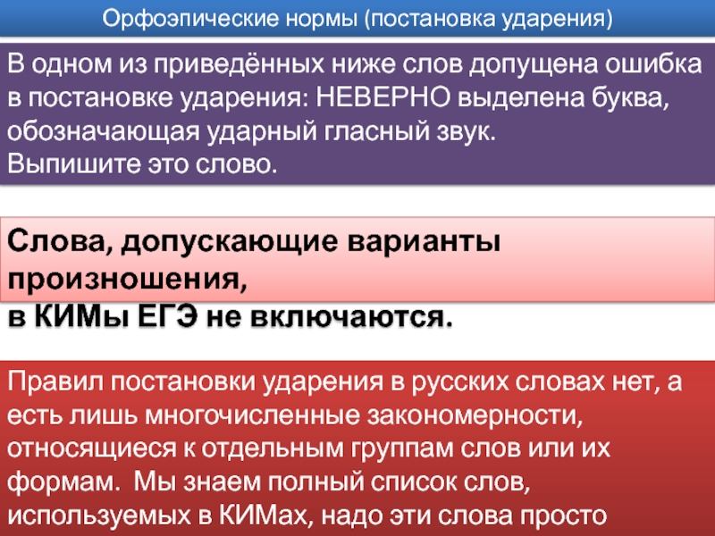 Орфоэпические нормы (постановка ударения)В одном из приведённых ниже слов допущена ошибка в постановке ударения: НЕВЕРНО выделена буква,