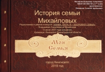 История семьи
Михайловых
Родословная в рамках конкурса: МАМА, ПАПА, Я –