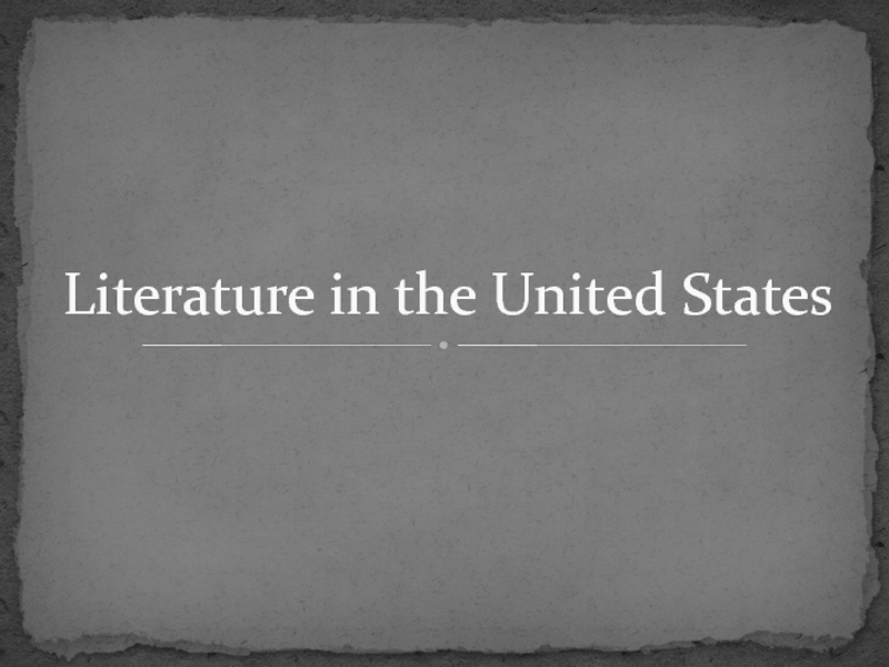 Literature in the United States