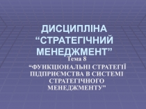 ФУНКЦІОНАЛЬНІ СТРАТЕГІЇ ПІДПРИЄМСТВА В СИСТЕМІ СТРАТЕГІЧНОГО МЕНЕДЖМЕНТУ