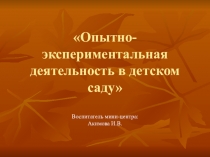 Презентация     Опытно-экспериментальная деятельность в ДОУ