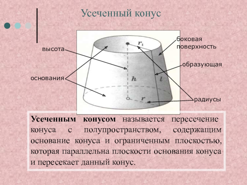 Образующая плоскости. Конус основание высота боковая поверхность образующая развертка. Основание высота боковая поверхность образующая развертка. Основание высота образующая конуса. Усечённый конус боковая поверхность.