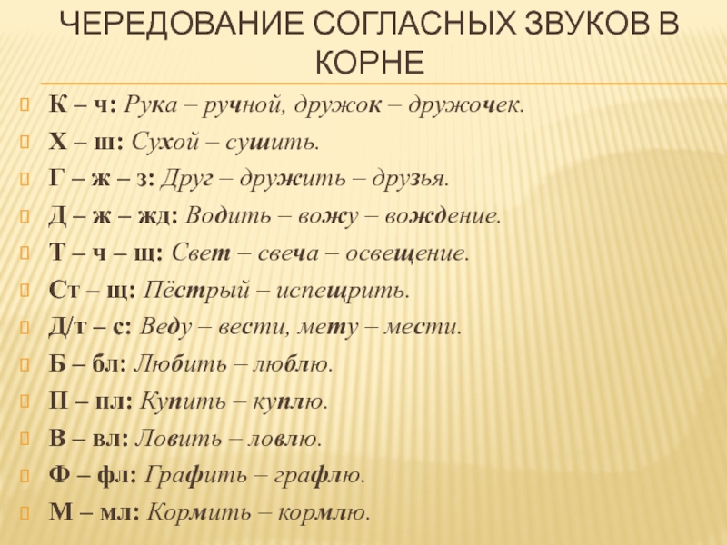 Исторические чередования звуков презентация