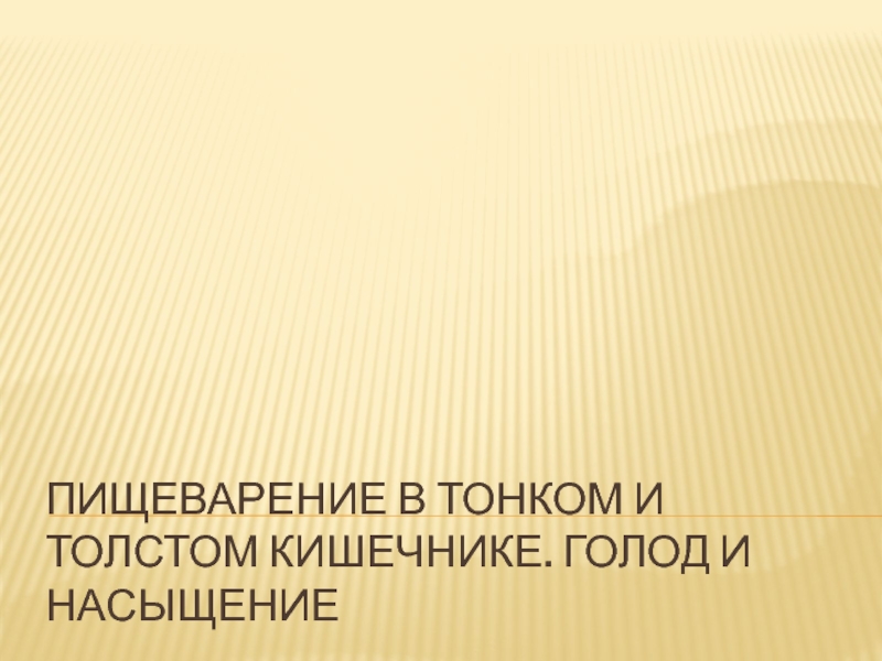 Пищеварение в тонком и толстом кишечнике. Голод и насыщение