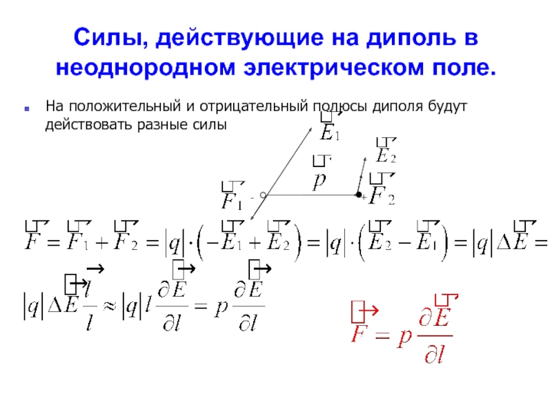 Сила вакуума. Силы действующие на диполь в электрическом поле. Силы, действующие на диполь в электростатическом поле. Сила действующая на диполь в электростатическом поле. Электрический диполь в неоднородном электрическом поле.