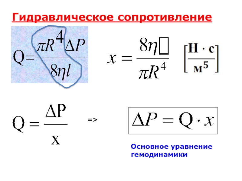 Гидравлическое сопротивление. Формула основного уравнения гемодинамики. Основное уравнение гемодинамики. Уравнение гидравлического сопротивления.