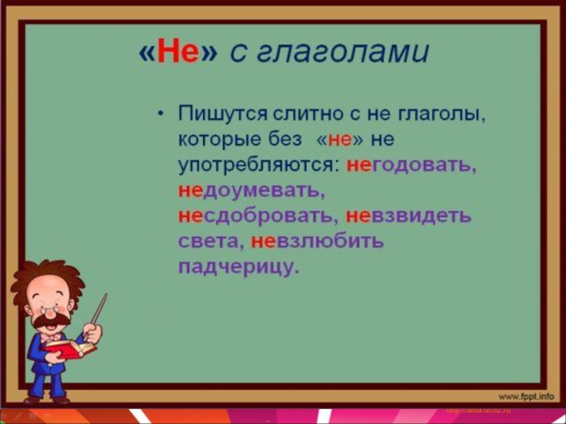 Написание не с глаголами 3 класс презентация