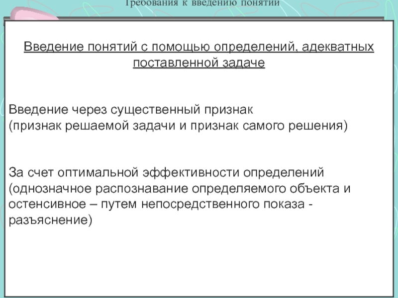 Введение термина. Введение требования. Понятия требований. Введение понятия задача. Способы введения понятий.