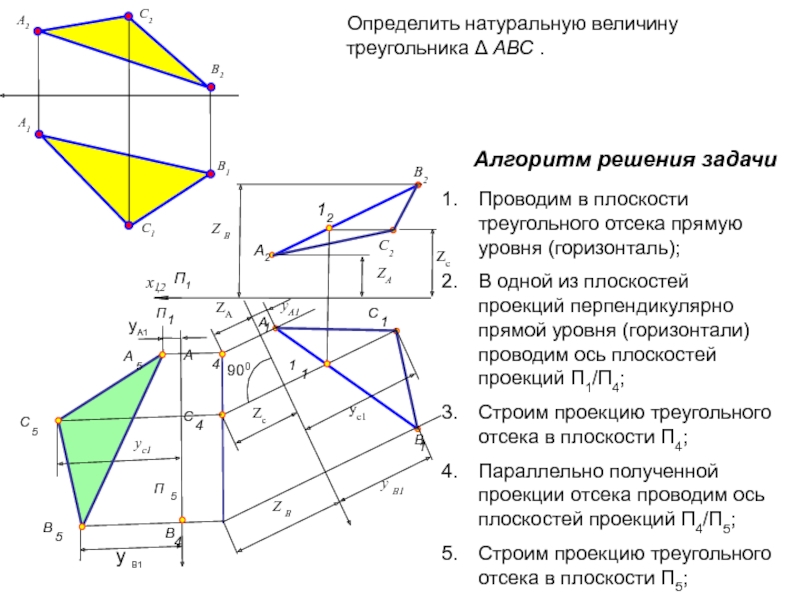 Натуральная величина треугольника на чертеже определена способом