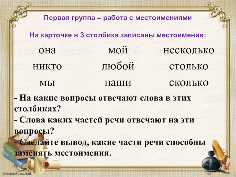 Русский язык 6 класс контрольные вопросы местоимения