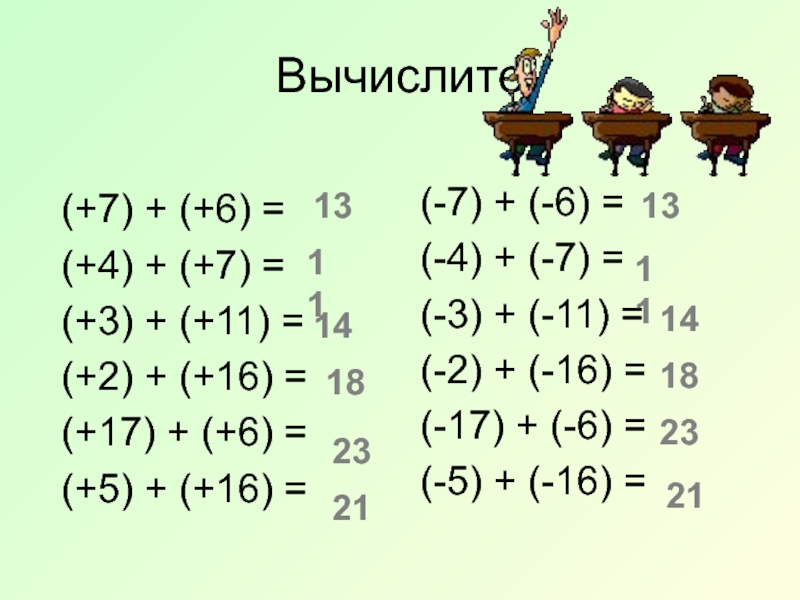 Сложение и вычитание целых чисел 2