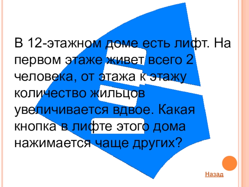 Вдвое какой вопрос. В 12 этажном доме есть лифт на первом этаже живет всего 2 человека.