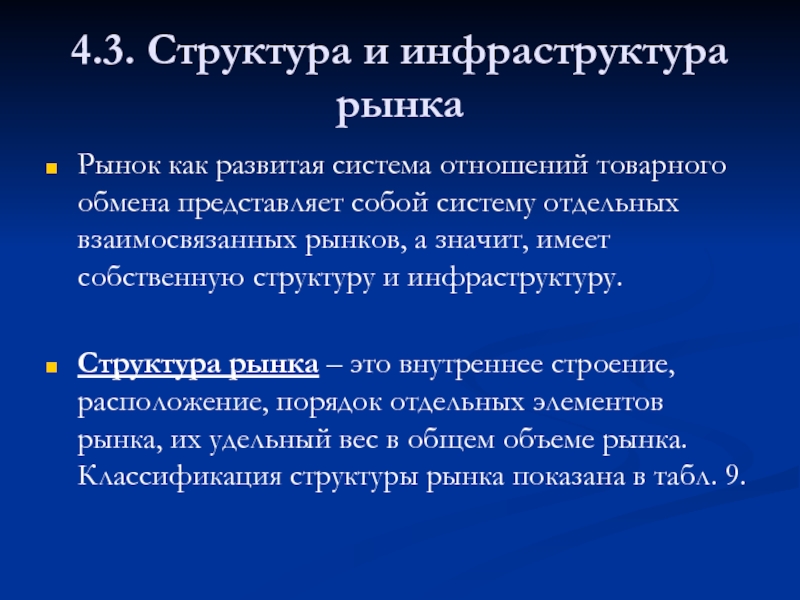 Структура и инфраструктура рынка презентация