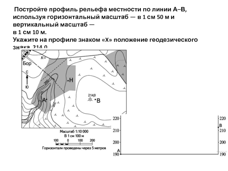 Какой крупной форме рельефа соответствует участок профиля обозначенный на рисунке буквой в