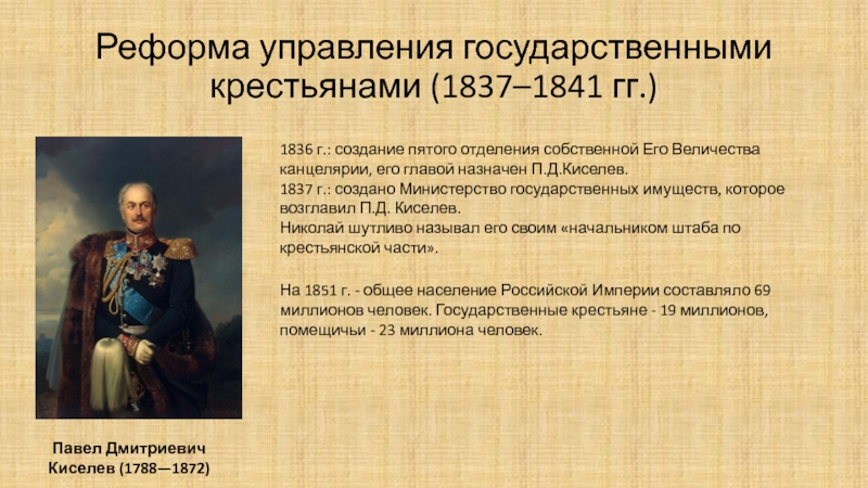 Реформы деревни при николае 1. 1837-1841 Гг. - реформа управления государственными крестьянами. 1837 1841 Гг реформа Киселева.