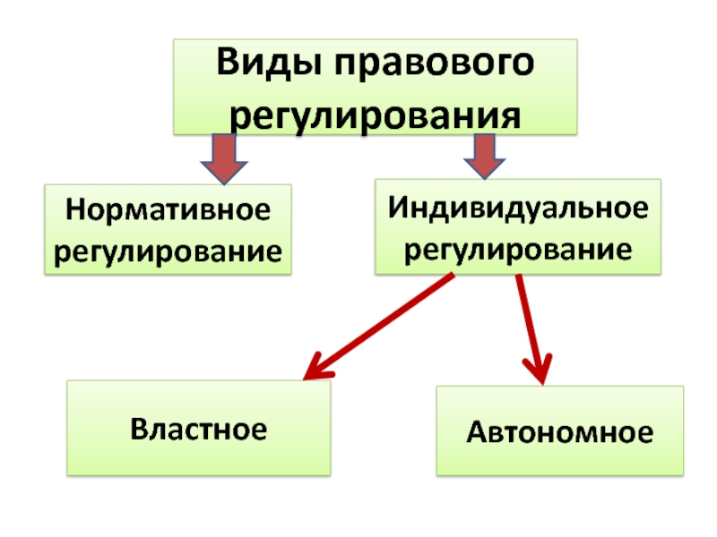 Индивидуальное регулирование. Виды правового регулирования. Нормативное и индивидуальное регулирование. Формы и типы правового регулирования.