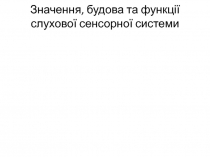 Значення, будова та функції слухової сенсорної системи