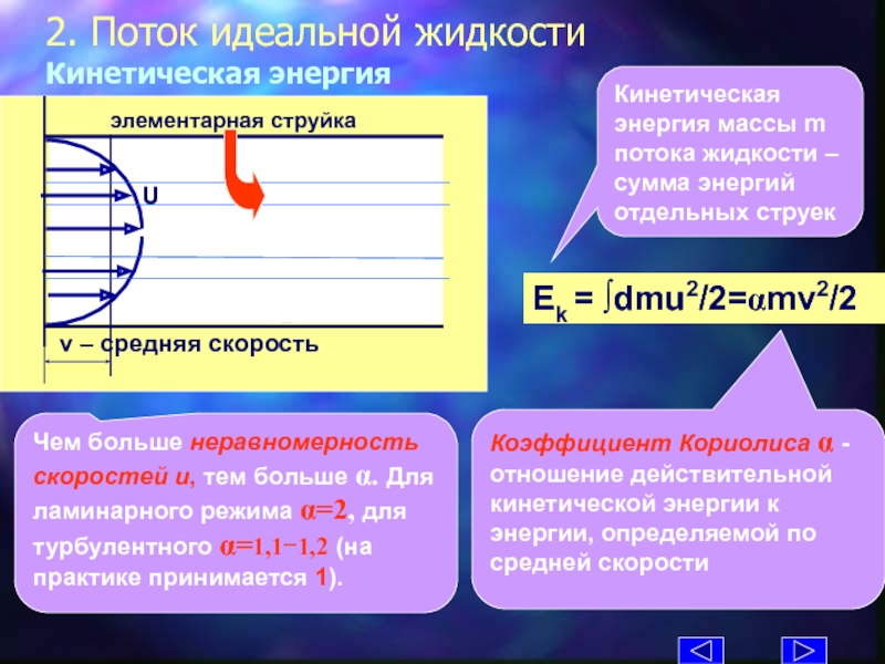 Кинетическая жидкость. Поток идеальной жидкости. Коэффициент Кориолиса для идеальной жидкости. Коэффициент Кориолиса для турбулентного режима. Коэффициент Кориолиса для ламинарного режима.