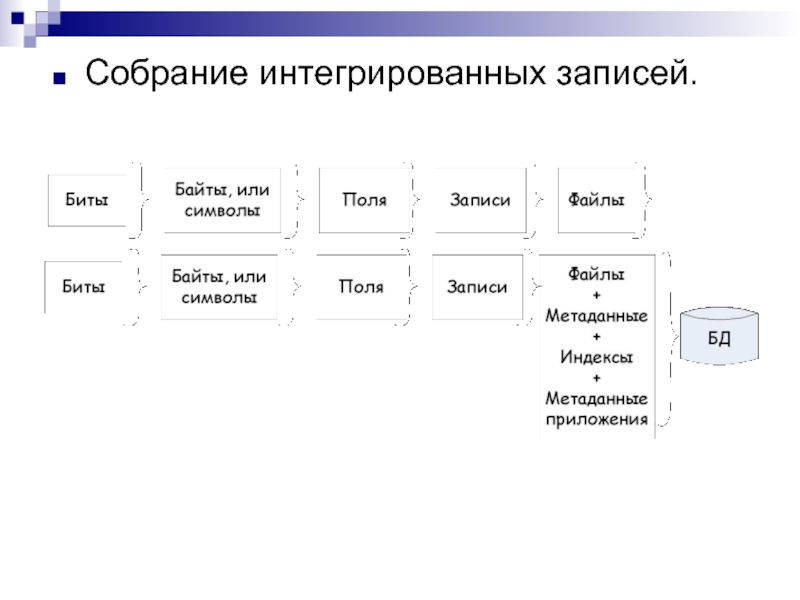 Основная запись. БД это самодокументированное собрание интегрированных. Как записать интеграция в журнале.