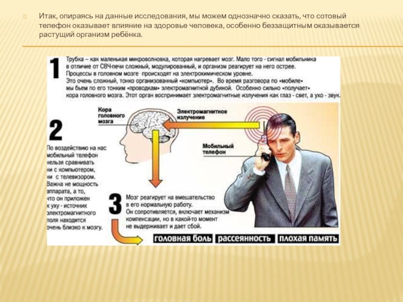Влияние сотовой связи на организм человека презентация