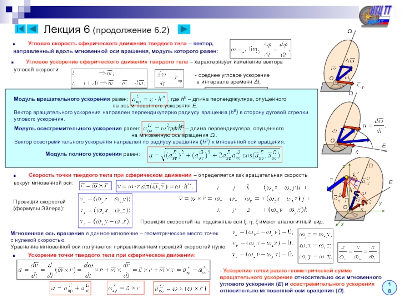 2 угловая скорость. Сферическое движение твердого тела. Сферическое движение твердого тела теоретическая механика. Угловое ускорение в сферическом движении. Направление углового ускорения при вращательном движении.