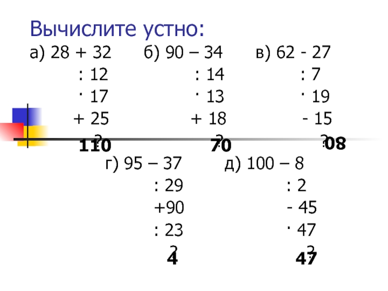 Вычислите 8 16 3 21 27 14. Вычислите устно 28+32.