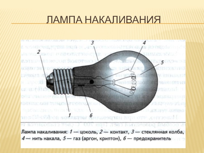 Строение лампочки накаливания с описанием картинки